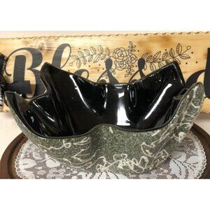 Bolkier Mid Century Modern Black Abstract Hankerchief Bowl
